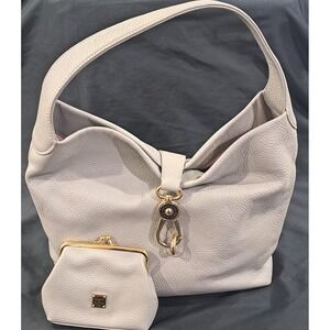 Dooney & Bourke Pebbled Leather Belvedere Hobo in Cream with Matching Coin Purse